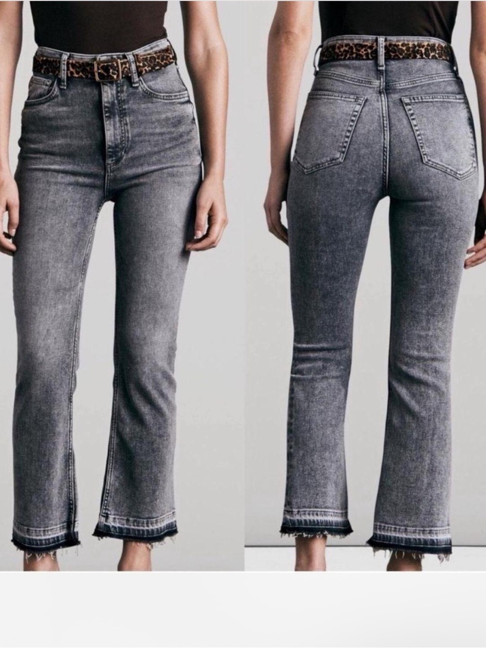 Rag & Bone Alex High Rise Straight Jeans Harley Black Gray Size 23